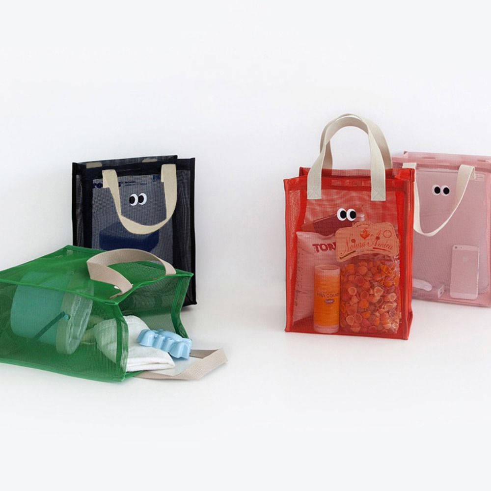 Tote Bag Beach - Grote strandtas van mesh-stof met oogprint,