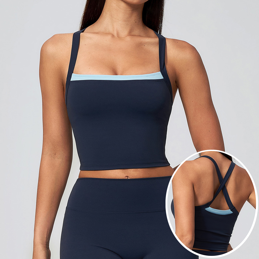 Crop Top Crochet - Dames Criss Cross Back Yoga Tanktop
