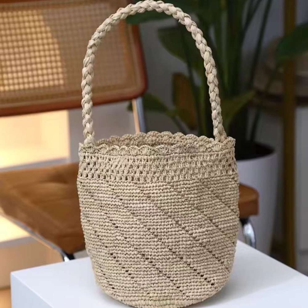 Handgemaakte gehaakte stro emm - Crochet Bag Raffia recensie en prijs